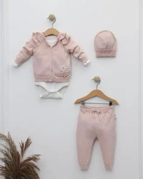 Knit kompletić NipperLand "Cvetići" (roze)