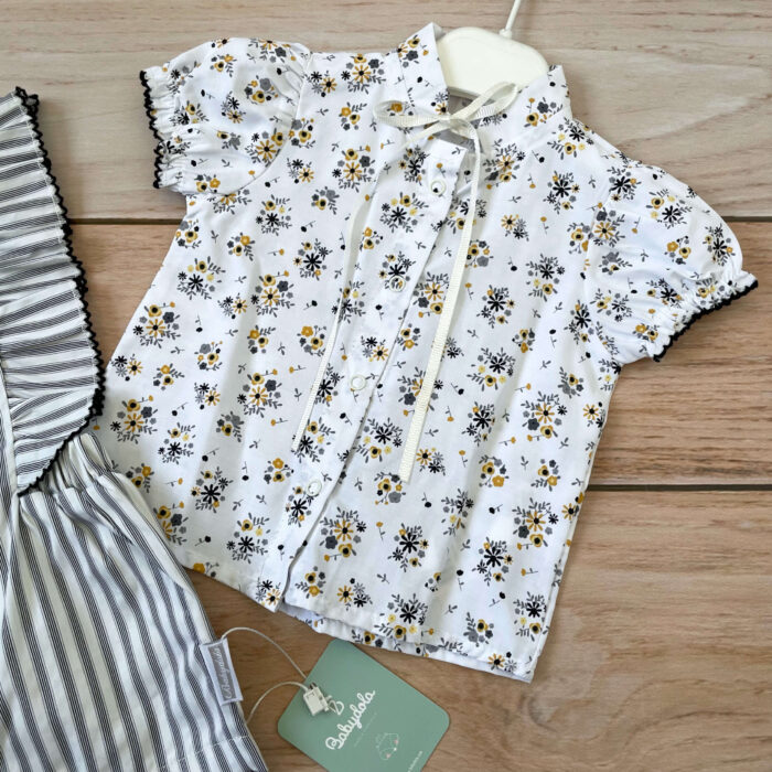 Kombinezon i cvetna košulja BabyDola (teget)
