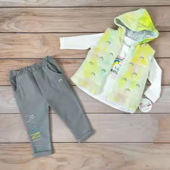 Trodelni kompletić sa pamučnim prslukom "Rainbow"