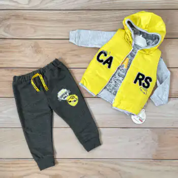 Kompletić sa šuškavim prslukom "Cars" (žuti)